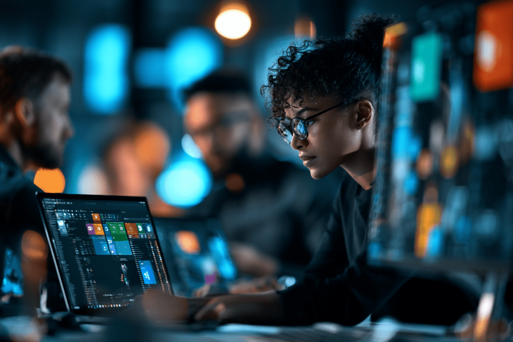 African business professionals using Microsoft Copilot in Microsoft 365 to improve workplace productivity and collaboration