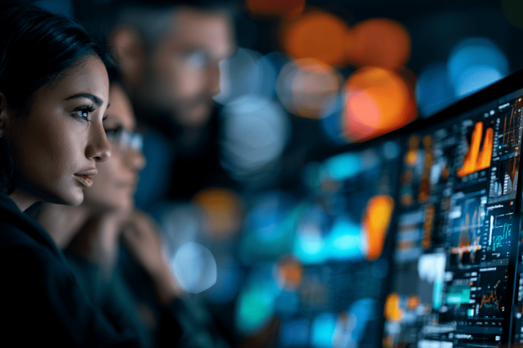 African business executives reviewing real-time Microsoft Dynamics 365 Business Central dashboards and business performance reports